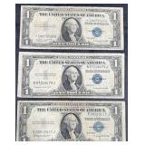 3 -1935 Silver One-Dollar Bills ï¿½ One Star