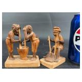 Nigerian Thorn Wood Hand-Carved Folk Art Figurines