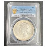 1921 High Relief Unc Detail Peace Dollar Coin