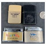 4 Vintage Advertising Cigarette Lighters