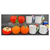 Vntg Maruhon Tomato Condiment Set, Oranges S&P+