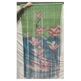 Beaded Door Entryway Curtain w Floral Motif