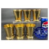 6 Godinger Cups & Godinger Cobalt Candle Holder