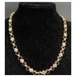 14K Yellow Gold Chain Necklace w Gemstone Accents