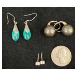 3 Pairs of Sterling Silver Pierced Earrings