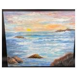 Original Ocean Sunset Painting by Blue Bond