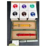 3 Levenger Fountain Pens w Ink & Cartridges