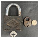 2 Locks, One w Key - Antique & Vintage