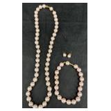 Pearl Necklace, Bracelet & Earrings Set