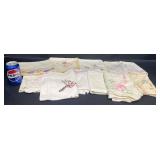 11 Vntg Embroidered Linens ï¿½ Towels, Pillow Cases+