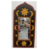 Vintage Sun & Moon Mirror w Wooden Frame
