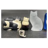 4 Cat Figurines ï¿½ Pewter, Avon Cream Sachet +
