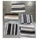 5 Vintage Woven Striped Wool Blankets