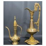 Antique Ornate Brass Ewer & Eastern Pitcher