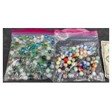 2 Bags of Glass Marbles w Varied Colors