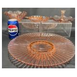 Pink Depression Glass ï¿½ Pedestal Cake Plate +