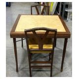 MCM Solid Kumfort Folding Wood Table w 2 Chairs