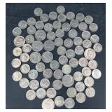 67 Kennedy Half Dollar Coins, 9 Eisenhower Dollars
