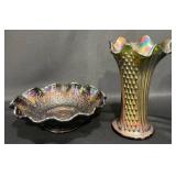 Iridescent Carnival Art Glass ï¿½ Fenton Bowl, Vase