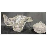 Crystal Art Glass Bowl, Frosted Crystal Candy Dish