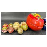 8 Antique Papier-Mache Easter Eggs