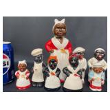 Vintage Black Americana Ceramic S&P Shakers