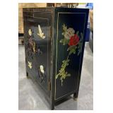 Vintage Black Lacquered Painted Cabinet