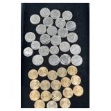 21 Kennedy Half Dollars & 21 Assorted Dollar Coins