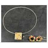 Multi-Color Necklace w Earrings Set
