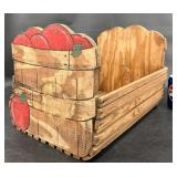 Wooden Decorative Crate w Apple Motif