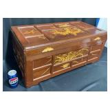 Vintage Handmade Etched Wooden Hope Chest