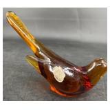 Fenton Amber Art Glass Bird of Happiness Figurine