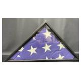 Folded American Flag in Wall Display Case
