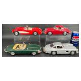 4 Diecast Model Cars by Bburago - Jaguar, Porsche+