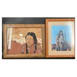 2 Vintage Framed Native American Art Prints