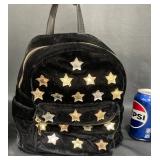 Girlï¿½s Black Velvet Backpack w Star Embellishments