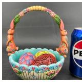 Jim Shore Heartwood Creek Easter Basket w 3 Eggs