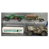 4 Model Toy Vehicles ï¿½ Military, Tractor Trailer +