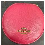 Coach NY Pink Leather Coin Jewelry Case w Mirror