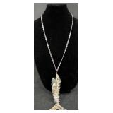 Vntg Mexican Abalone Fish Bottle Opener Necklace