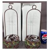 2 PartyLite Holly Berry Candleholders P9905