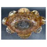 Large Marigold Iridescent Carnival Glass Bowl