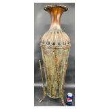 39" Tall Ornate Floor-Standing Metal Vase