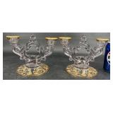 Pair Cambridge Glass Double Candle Holders
