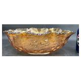 Large Marigold Iridescent Carnival Glass Bowl