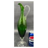 Emerald Green Glass Empoli Italy Pitcher Ewer