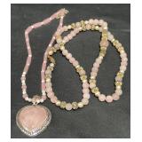 2 Rose Quartz Necklaces w Silver Clasps