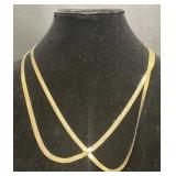 2 14KT Gold Herringboneï¿½Chain Necklaces