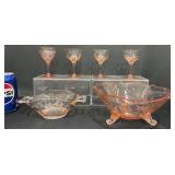 Antique Pink Depression Etched Glass ï¿½ Bowls +