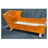 Vintage Wooden Rocking Doll Cradle